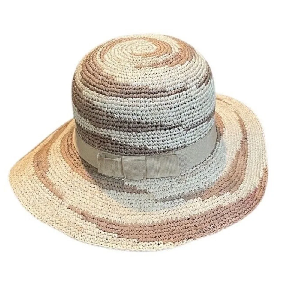 Tirabasso Made In Italy TWO TONES Sun‎ Hat With Ribbon